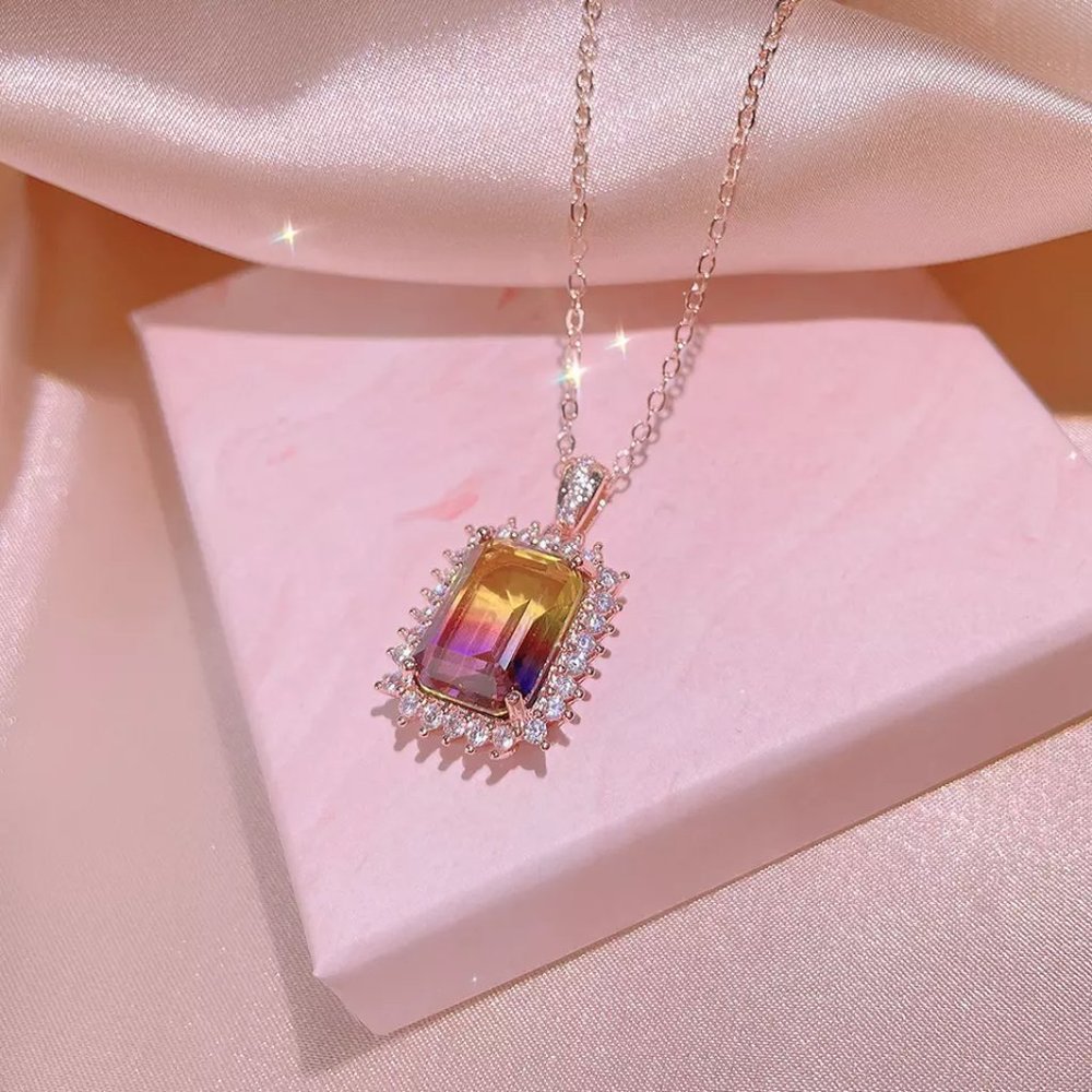 CZ Sunset Necklace Rose Gold